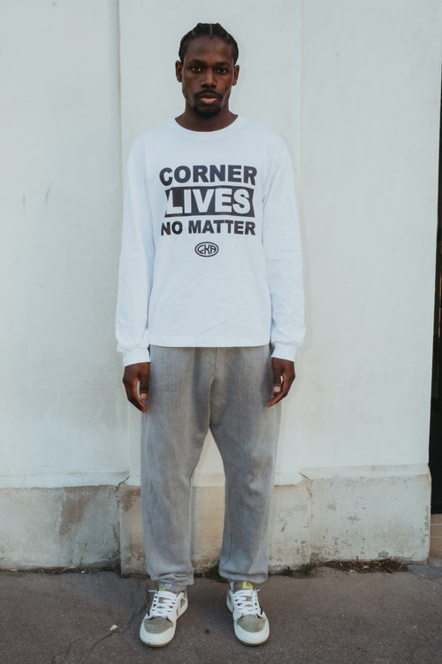 T-shirt à manches longues BLANC "CORNER LIVES NO MATTER"